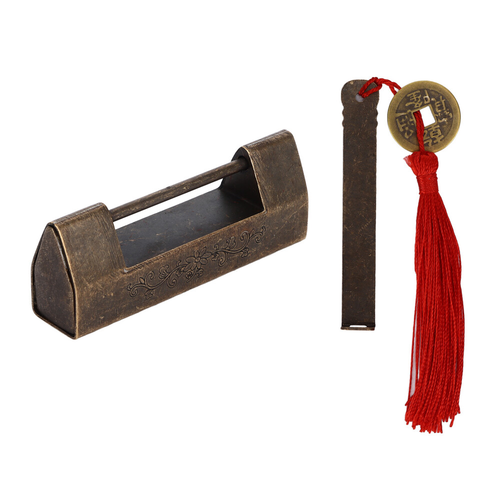 Durable Antique Brass Padlock 1.7In Spacing Chinese Style For Boxes And Lockers 8461375598400
