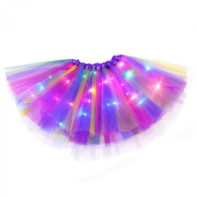 Gonna tutù LED luminosa viola, gonna da ballo elastica a 3 strati con luce magica da principessa LED