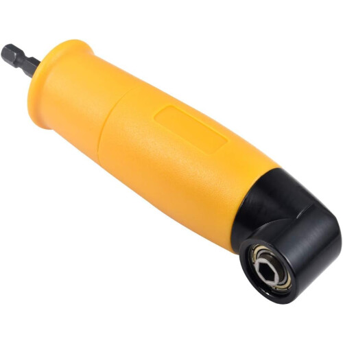 Right Angle Drill Attachment 90 Degree Power Screwdriver Adapter with 1/4 Inch Hex Bit Socket, Yellow