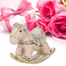 Scatola portagioie in zinco a forma di animale carino con pony, per anelli, 6,5x3x4,5 cm