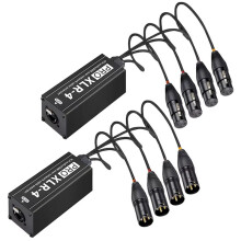 Extensor de Cable de Red de Audio XLR y DMX de 4 Canales, Extensor de Señal de Red DMX512 para Estudio de Iluminación y Sonido de Escenario A