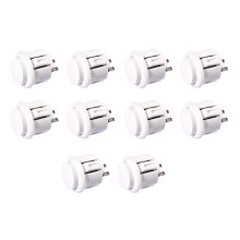 10 Boutons D'Arcade Réactifs de 24 mm pour les Amateurs de Jeux Vidéo, Blancs