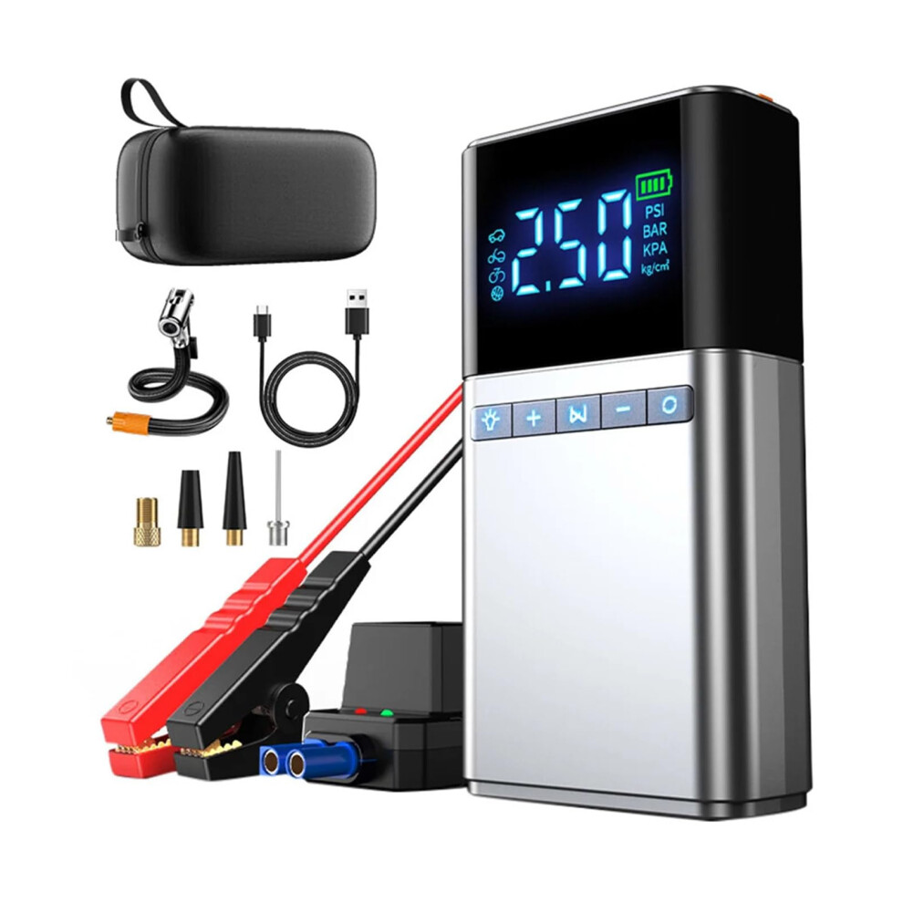 Portable Car Tire Inflator With Digital Pressure Display, Fast Inflation, Led For Multivehicle Light 9347817608540