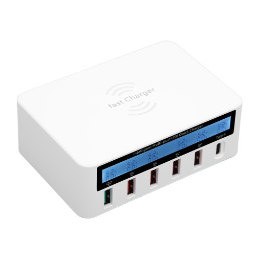 Φορητός κόμβος φόρτισης USB με γρήγορη φόρτιση, οθόνη LCD, συμπαγής, φιλικός προς το 2