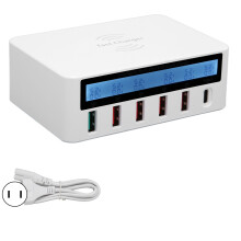 Multifunctioneel USB-laadstation met snelladen, universele compatibiliteit, LCD-display, compacte en veelzijdige USB-oplader met intelligent opladen.