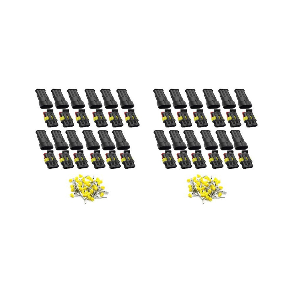 3 Pin Way Car Waterproof Electrical Connector, Plug Automotive 1.5Mm Series Terminal Connectors For Car, (24 Pack) 6032688798522