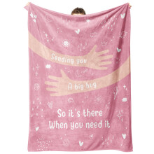 Healing Blanket with Letter Print, Thinking of You Gifts, Pink Flannel Throw 50'' x 60''