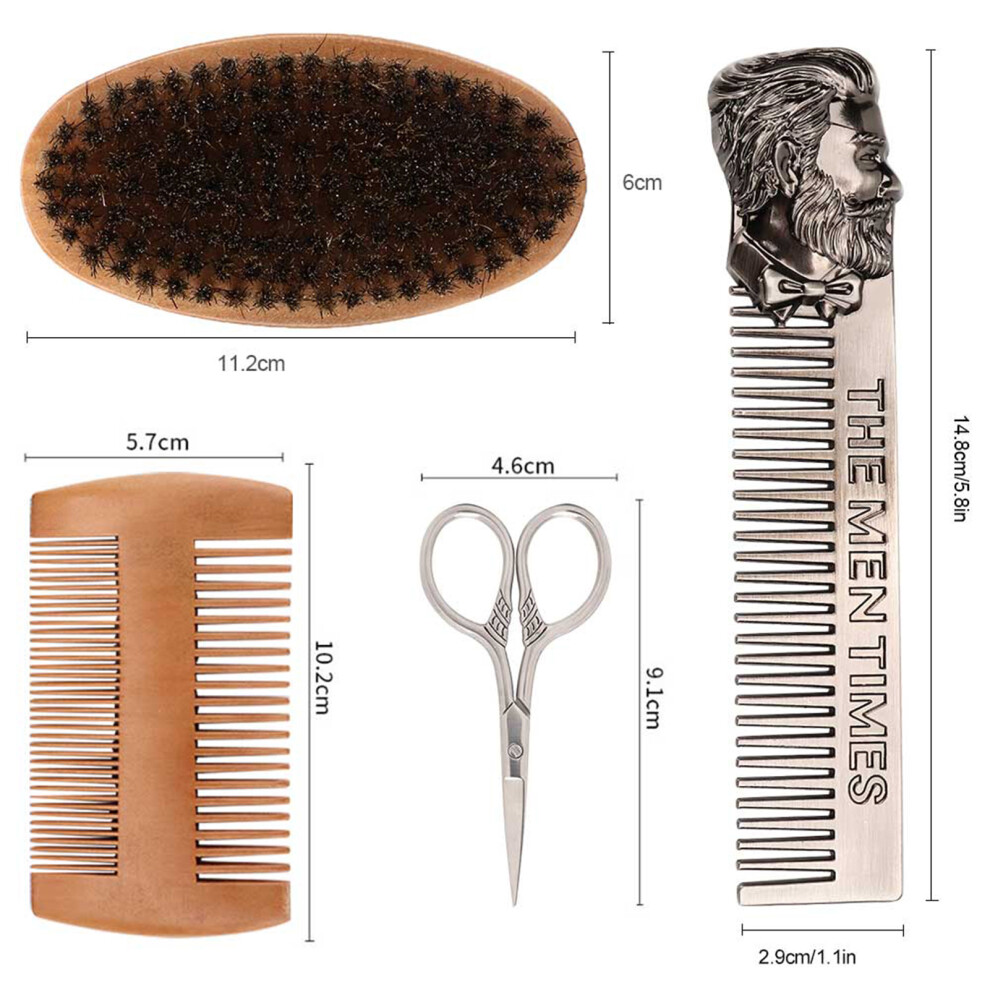 4Pcs MÃ¤nner Haar Schnurrbart Pinsel Bart Kamm