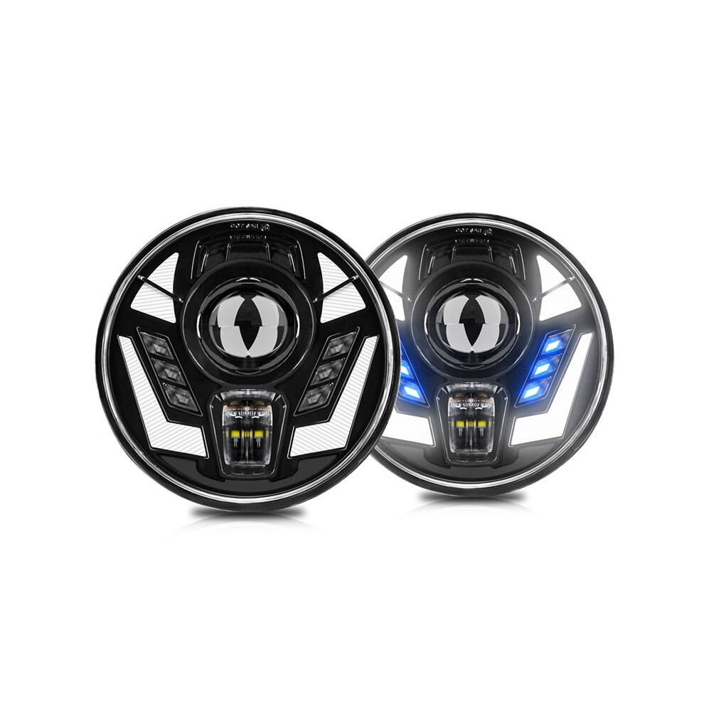 7 Inch Round Led Headlights, + Drl, Amber+ Turn Signal For Jk Tj Lj Camaro White/Amber 6033976526827