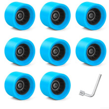 Roller Skate Wheels Set Of 8 With Carbon Steel Bearings Double Row Skates And Quad Skateboards PU Black Blue 90A