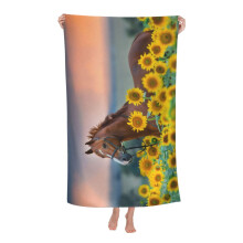 Microfibre Towel for Women, Large 80x130cm Sunflower Horse Design, Soft Camping, Travel, Bath, Pool, Pilates Towel