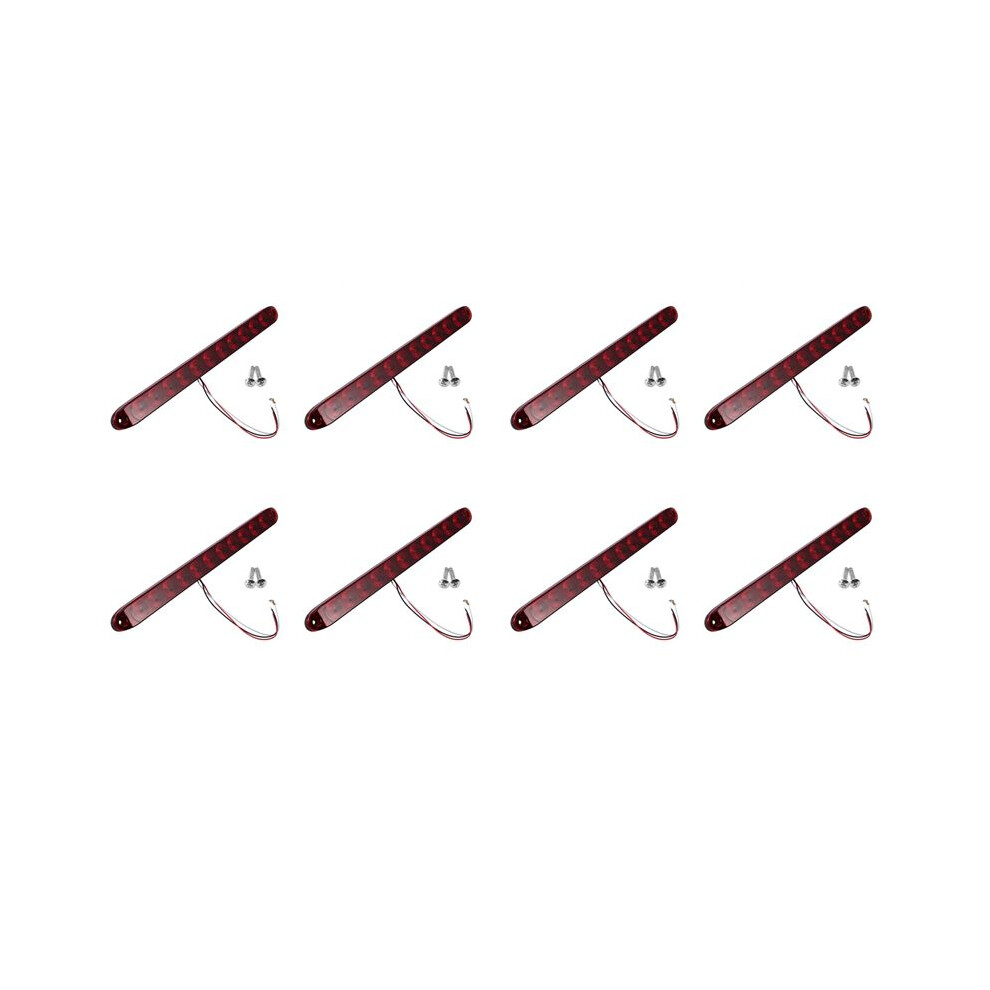 8Pcs 15 Inch 11 Led Bar Stop Turn Tail 3Rd Brake Truck Trailer Identification Id Bar Waterproof Red/Light 6031790063337