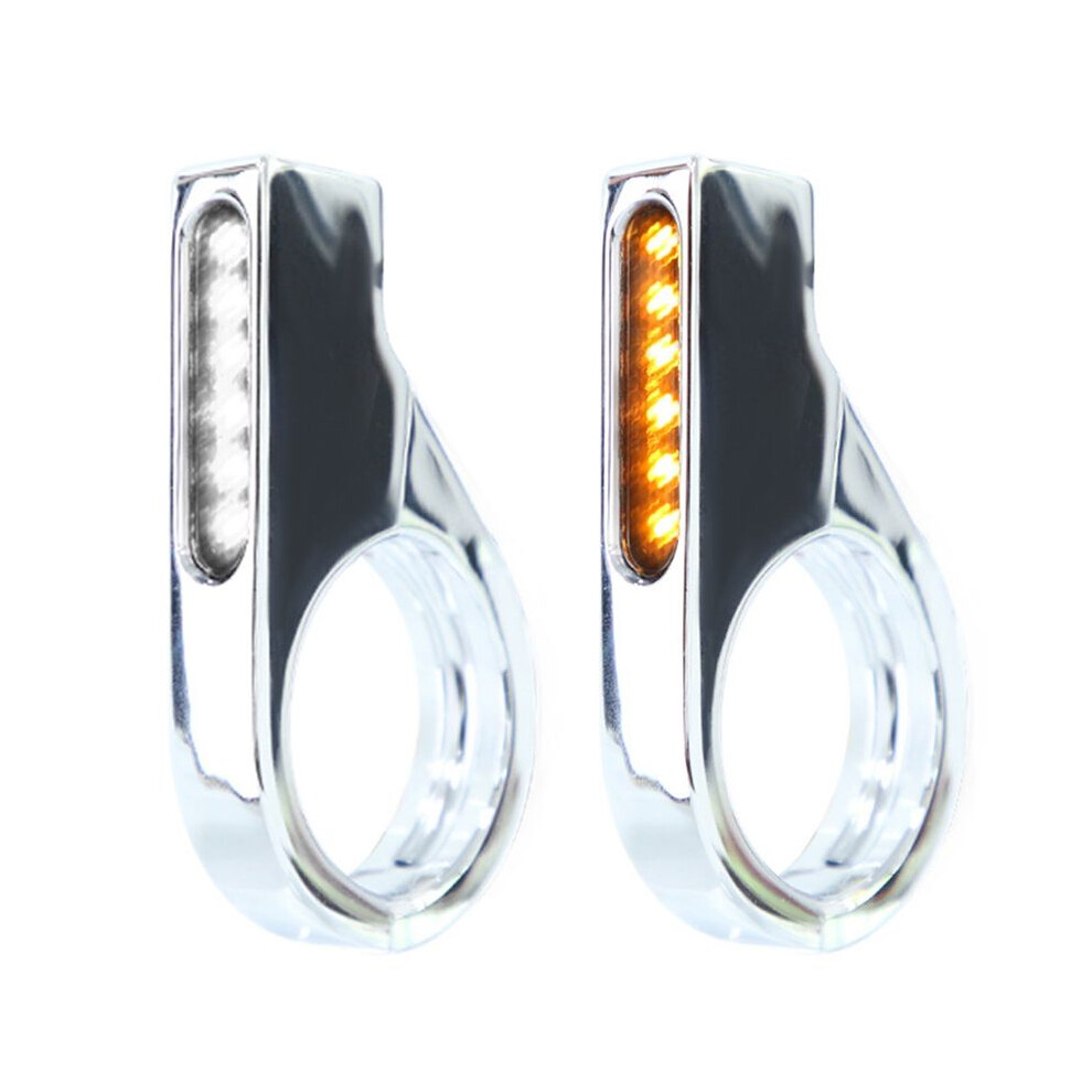 Motorcycle Front Fork Led Turn Signals Universal Sequential Switchback Running Lights 12V Blinkers Amber/Silver 6031844354459