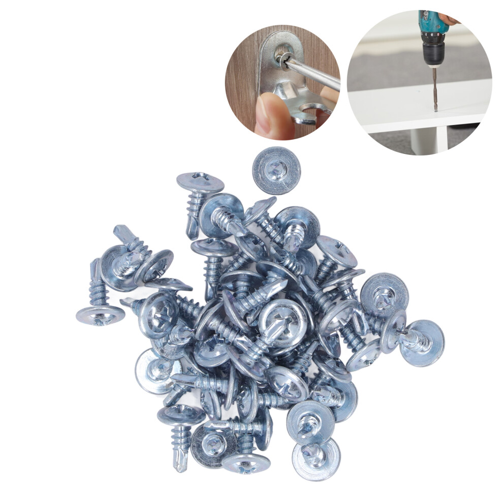 Galvanized Steel Self Drilling Screws 50Pcs 4.2X13mm With Washers 9361375638078