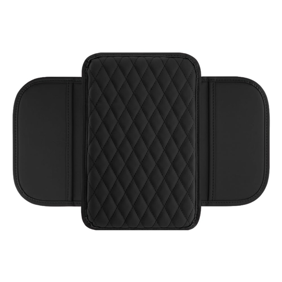 Leather Car Armrest Cover With Memory Foam Cushion And Side Pockets For Universal Fit Black 9199774078597