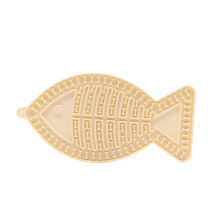 Fish Shaped Cat Slow Feeder Lick Mat for Anxiety Relief and Mealtime Enrichment Turquoise Green 20x10cm