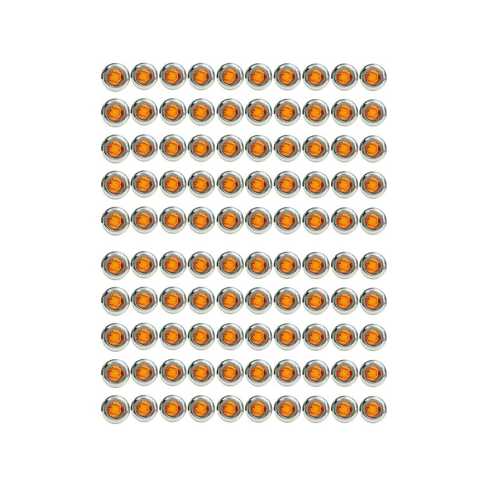 100Pcs 3/4 Inch 3 Led Round Trailer Side Indicator Lights Universal For Trucks Boat Pickup Caravan Rv Yellow 6032784190046