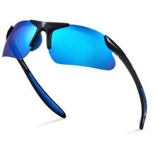 Kids Youth Polarized Sports Sunglasses for Boys Girls TR90 Frame Baseball Softball Glasses Black Ice Blue Mirror Age 3-7