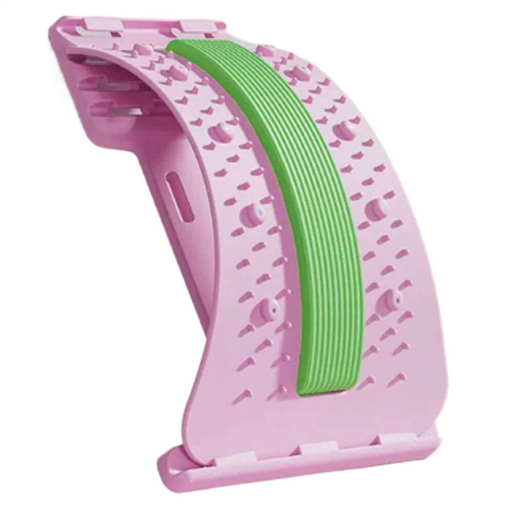 Pink Back Stretcher 3Level Adjustable Lower Back Massager Nonslip Spine Corrector Muscle Recovery Workout Men Women