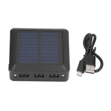 10000mAh Solar Power Bank with 3 USB Ports, LED Light, Black
