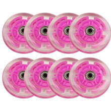 Inline Skate Wheels LED Light Up 8 Pack 72mm 76mm 80mm 100mm Outdoor Indoor With Bearings 85A PU Pink