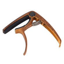 Capo per chitarra in metallo regolabile per acustica, elettrica, ukulele, basso, finitura marrone con grana legno