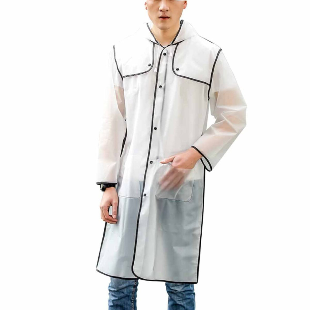 Transparent Rain Poncho For Adults Xl - Lightweight Eva Protective Raincoat With Elastic Hood For Hiking, Travel, Fishing 9382693236869
