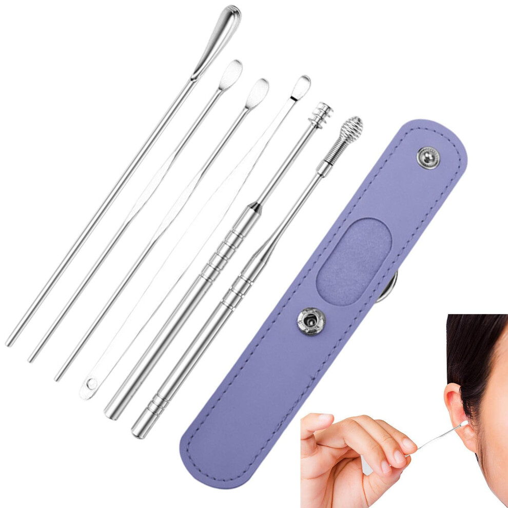 Ear Pick 6Piece Set Ear Wax Removal Kit Reusable Ear Cleaner With Storage Bag Ear Wax Remover For Adults Men Women