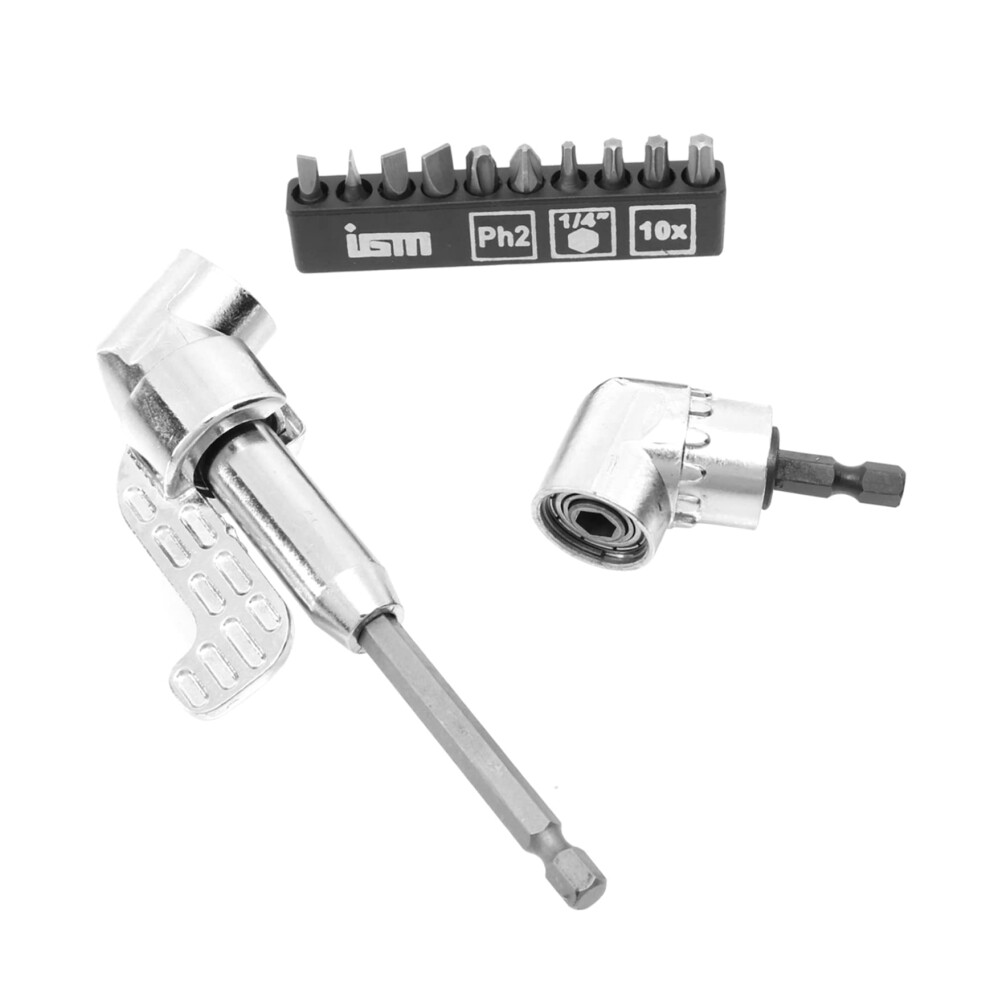Right Angle Drill Adapter 105 Degree Bit Extension With Quick Change Hex Shank For Tight Spaces 9382693238627