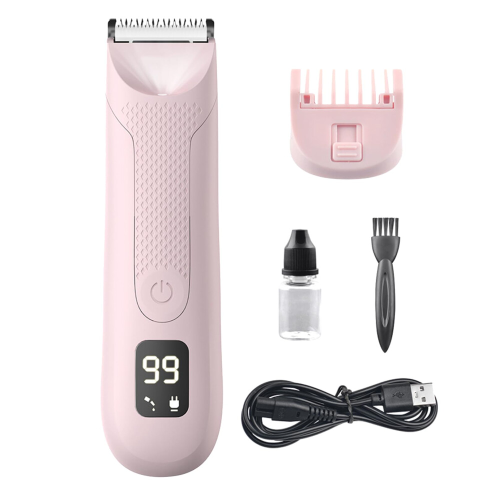 Pink Electric Hair Trimmer Waterproof Cordless Beard Clippers For Men With Lcd Display And Ceramic Blades