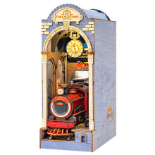 DIY Book Nook Kit Japanese Train Scene Wooden Shelf Insert with Warm LED Lights Decor