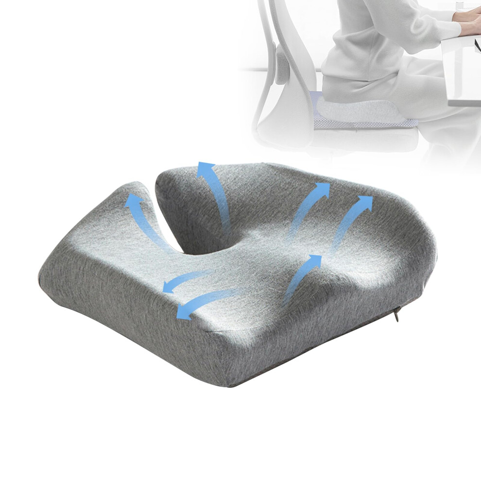 Light/Gray Memory Foam Seat Cushion And Lumbar Support Pillow For Tailbone Pain Relief, Ergonomic,