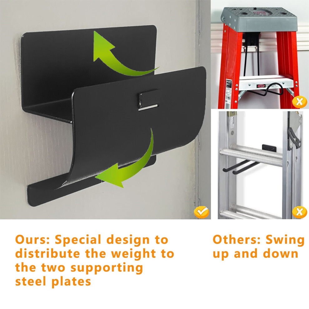 Garage Wall Mount Ladder Hook Heavy Duty Metal Organizer For Storage & Safety 9451375661432