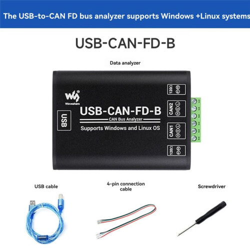 Waveshare USB to CAN FD Adapter Industrial CAN/CAN FD Bus Data Logic Analyzer for Enhanced Communication USB-CAN-FD-B 1