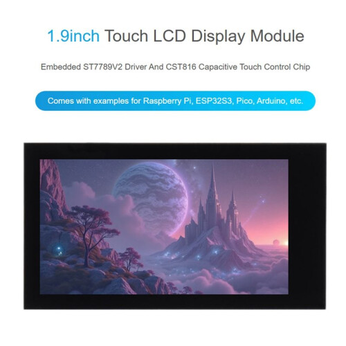 Modulo Display LCD Touch ESP32 da 1,9 Pollici, Risoluzione 172x320, IPS, Comunicazione SPI e I2C con Scheda ESP32-S3 2