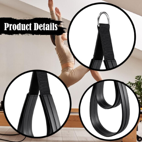 Pilates Double Loop Straps 2 Pack for Reformer Comfortable Grip DRing Straps Silver Rings Improve Dexterity 2