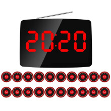 Draadloos Restaurant Pager Oproepsysteem 20 Oproepknoppen met LED-Display voor Bar Restaurant Klantenservice EU-Stekker