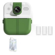 Kinderkamera Sofortbildkamera 1080P HD Kinder Digitalkamera für Jungen und Mädchen Spielzeug Thermodruck Kleiner Camcorder 64G Grün