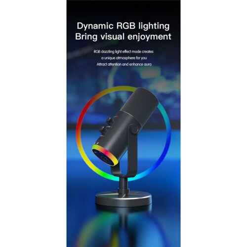 USB Dynamische Microfoon RGB Gaming Microfoon Computer Condensator Microfoon voor Podcast Gaming Live Streaming Zwart 1