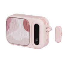 Amplificador de Solapa Portátil Inalámbrico de Alta Calidad de Sonido, Micrófono de Carga, Guía de Audio para Profesores, Color Rosa.