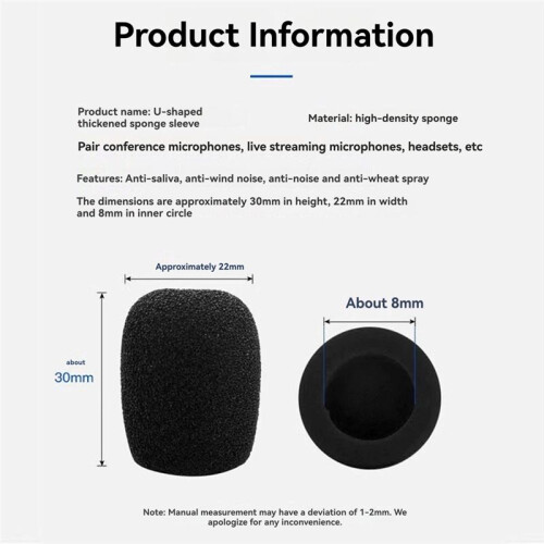 10pcs Microphone  Cover Breathable Foam Mic Windscreen for Headset Collar Mic 2