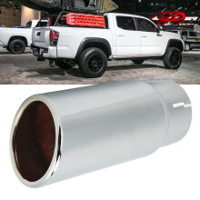 Metal Exhaust Muffler Tip with Clamp, Expandable Inlet, Silver PT932‑35180‑02