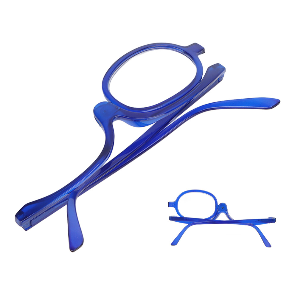 Women's Flip Down Cosmetic Glasses with Magnifier Blue +4.00