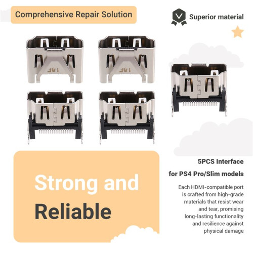 -Compatible Port Replacement Kit for PS4 Pro/Slim Console Interface Socket Repair Accessory for System Maintenance 2