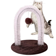 Self Groomer Arch Cat Brush Dark Coffee, Scratching Pad, NonSlip Massage Toy, Hair Remover Tool For Shedding
