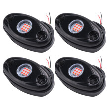 4 Pods LED Rock Lights Kit Waterproof Underglow LED Neon Trail Rig Lights for Truck ATV Raptor Offroad Boat-Red