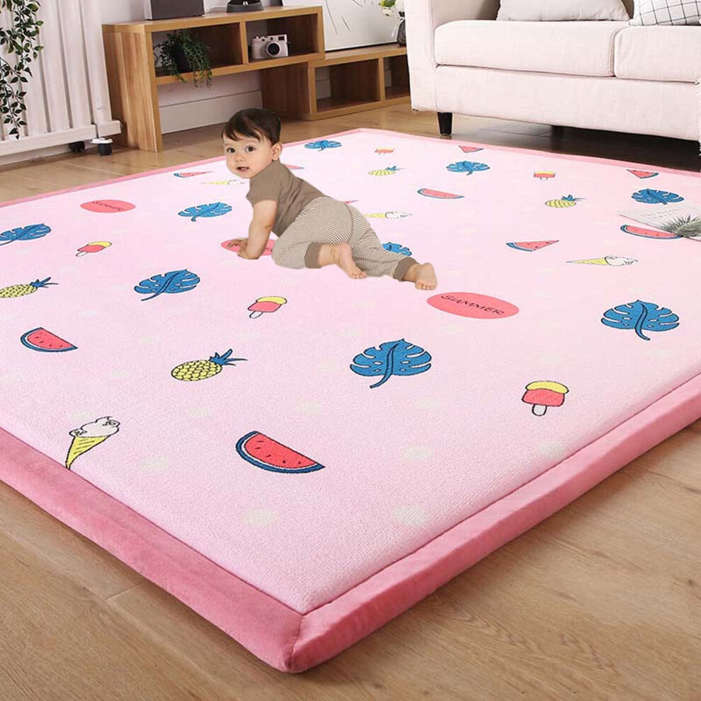 Nursery Play Mat Soft Velvet Area Rug Nonslip Fluffy Carpet For Kids Room Yoga Floor Rug Coral