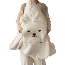 Warm Windproof Baby Stroller Blanket with Lambfaux wool Insulation for Newborn Pushchair Beige Bear