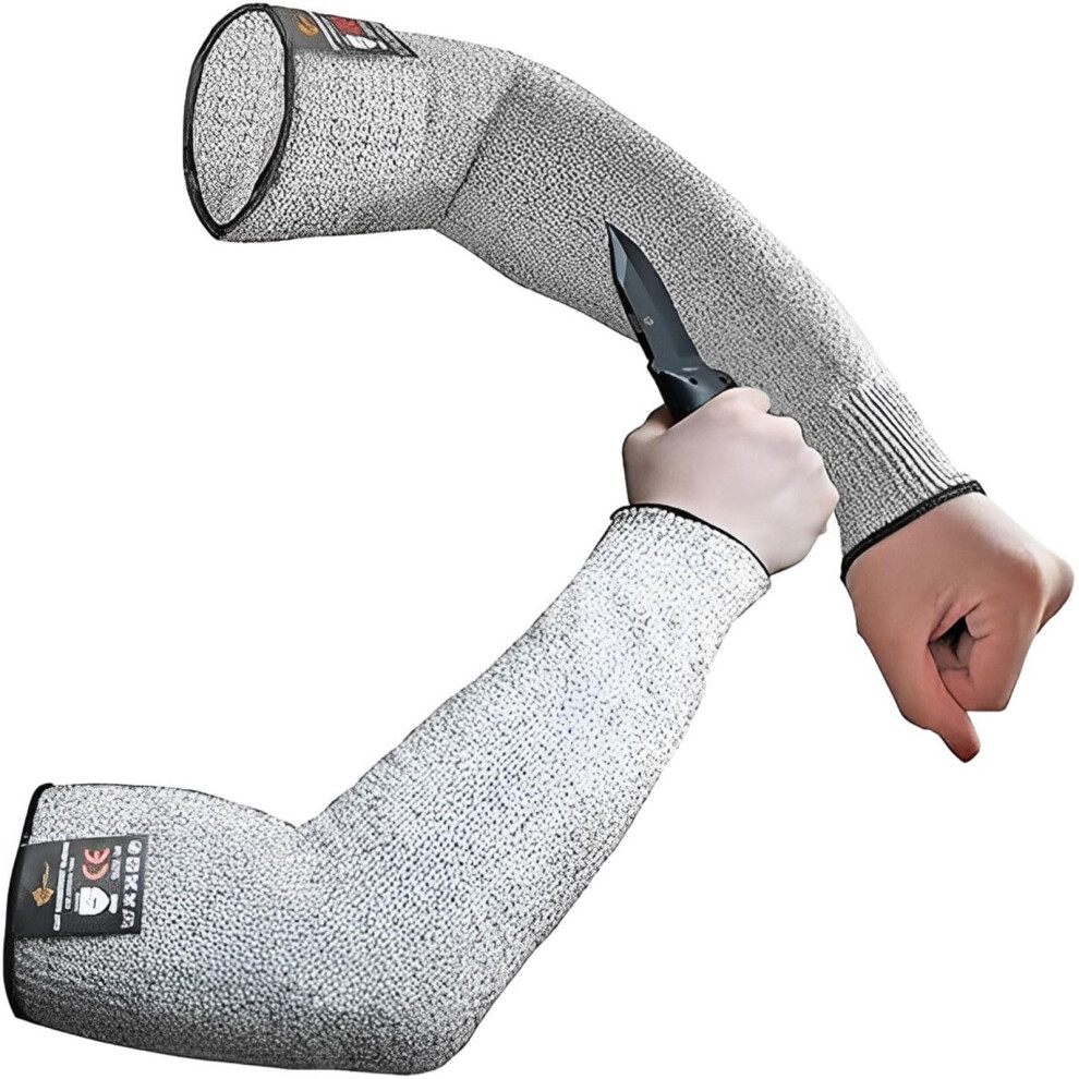 2PCS Cut Resistant Safety Arm Sleeves Level 5 Protection 40cm Anti-Cut Forearm Bracers for Kitchen and Garden Work