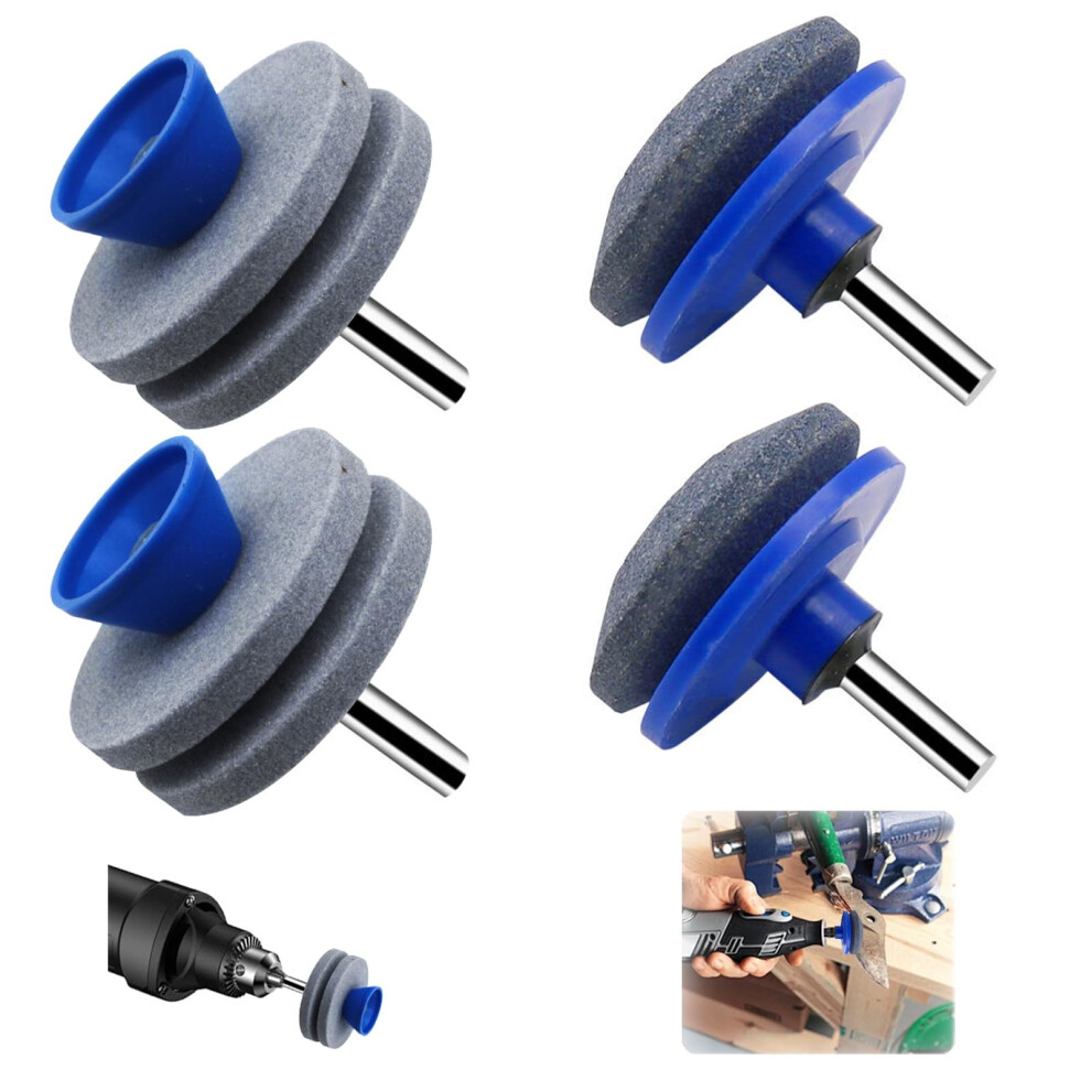Lawn Mower Blade Sharpener Set With Durable Corundum, Dual Layer Grinding For Drill, 4 Pieces 9382693250704